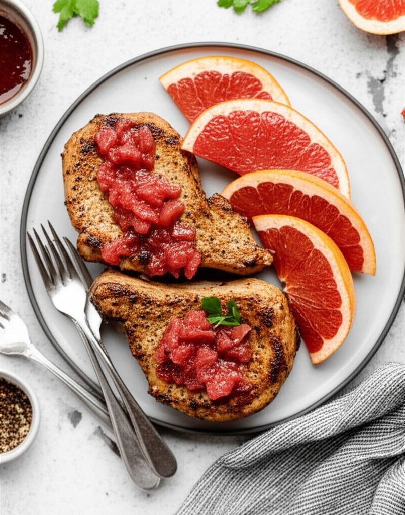 Benji's Pork Chops with Grapefruit Relish