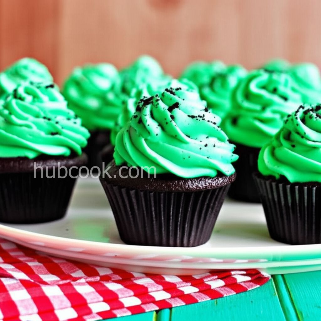 Mint Devil's Food Cupcakes