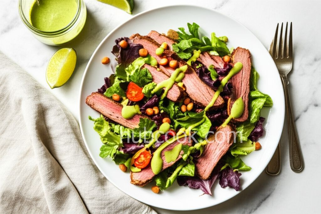 Slow Cooker Steak Salad with Cilantro Lime Dressing