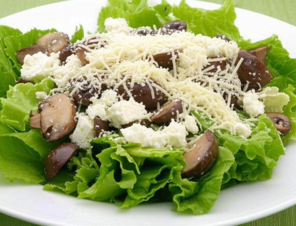 Feta Garlic Salad with Mushrooms