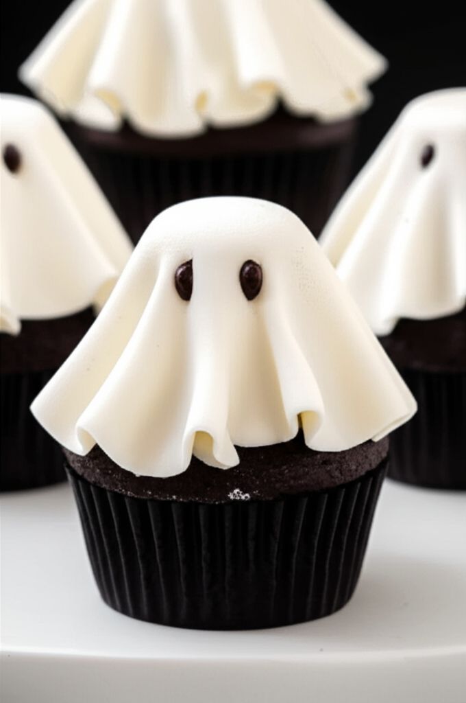 Halloween Fondant Ghost Cupcakes