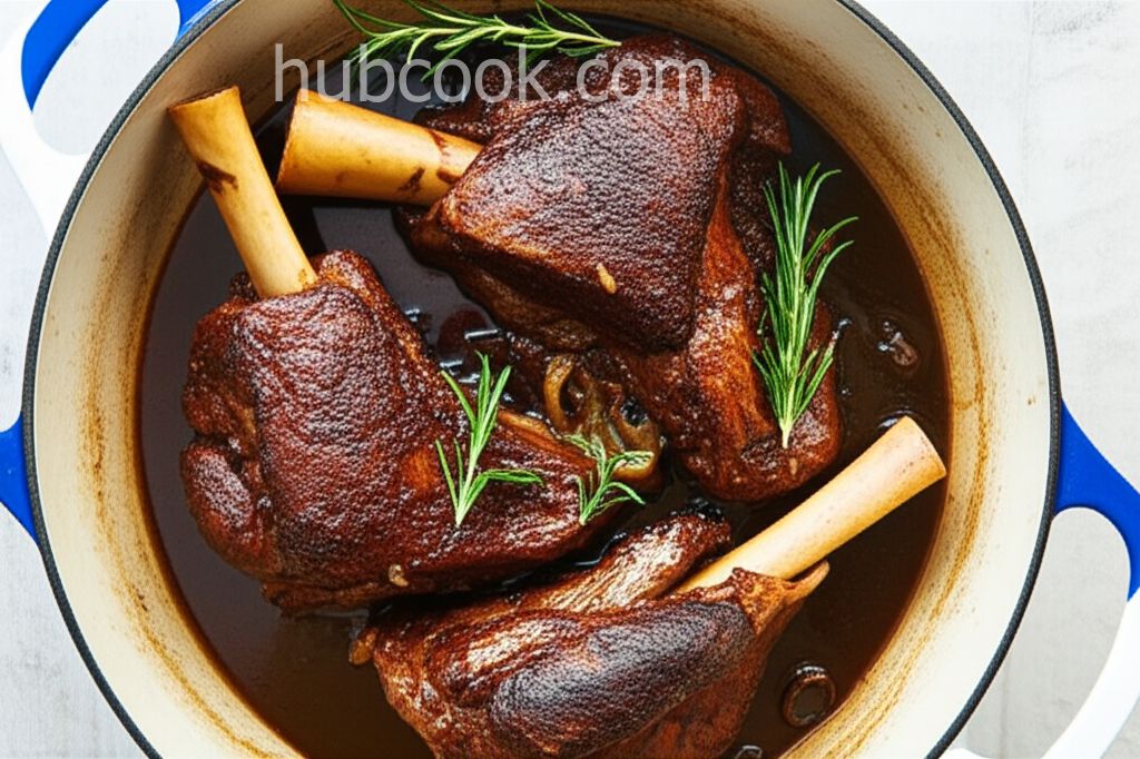 Lamb Shank Braised in White Wine with Rosemary