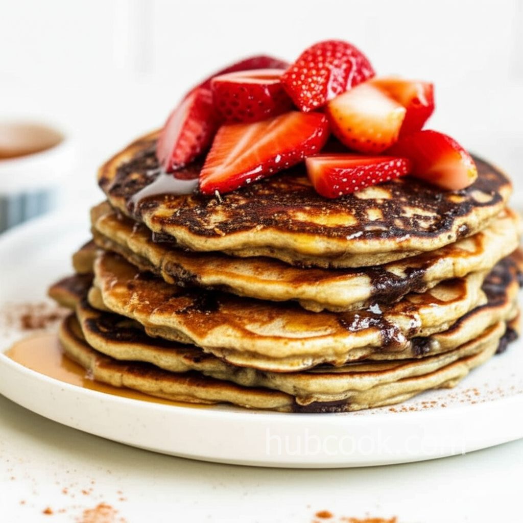 Strawberry Oat Chocolate Chip Greek Yogurt Pancakes