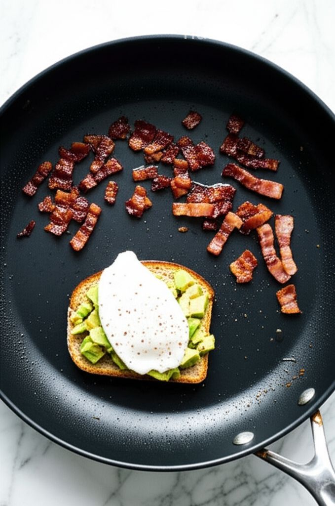 Avocado Toast with Crumbled Crispy Pancetta