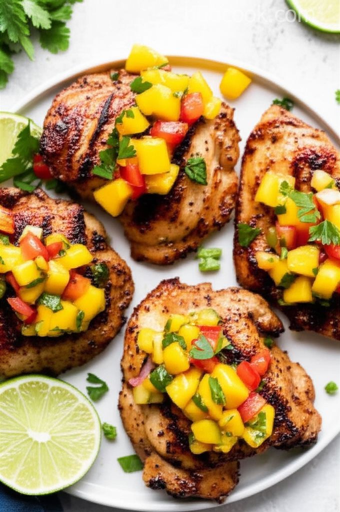 Broiled Chicken Thighs with Mango Salsa