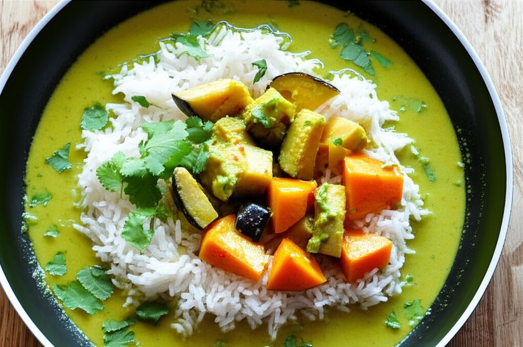 Green Curry with Sweet Potato and Eggplant