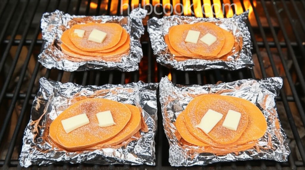 Grilled Sweet Potatoes with Apples