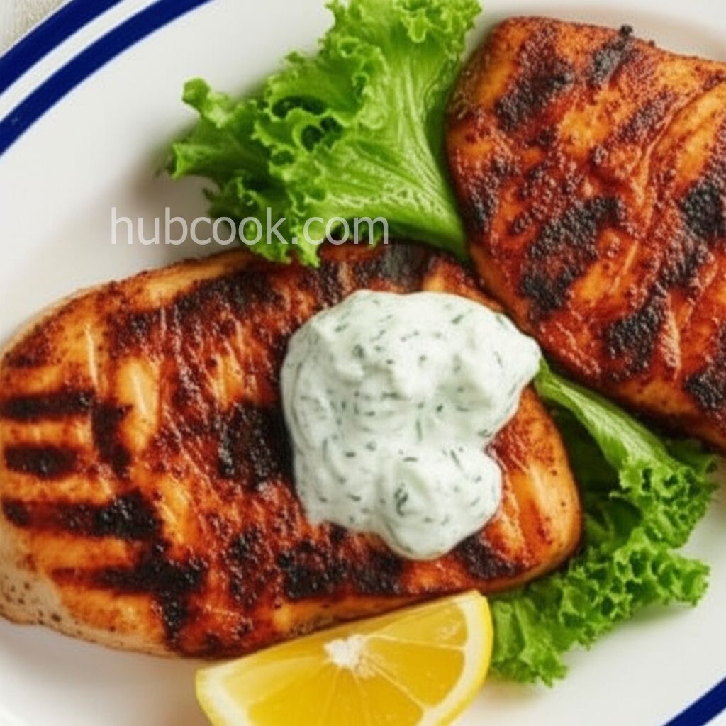 Grilled Swordfish Steaks with Cucumber Sauce