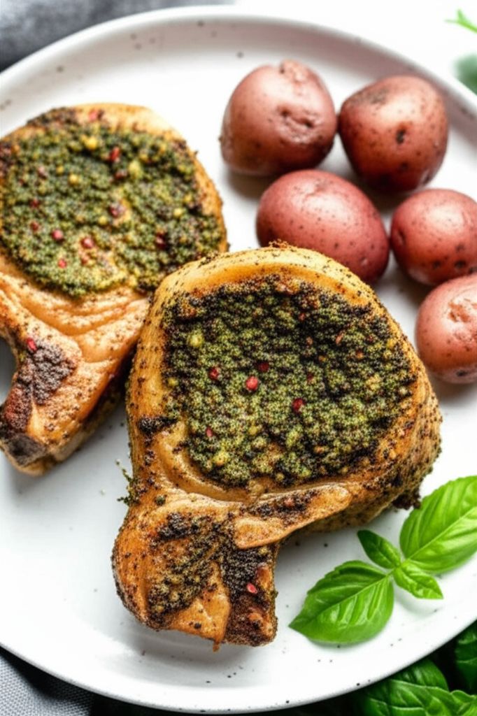Pesto-Coated Center-Cut Pork Chop