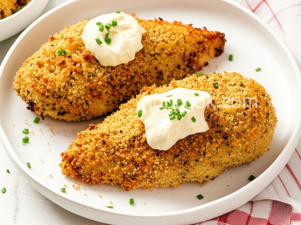 Simple Chicken Mayo with Parmesan and Bread Crumbs