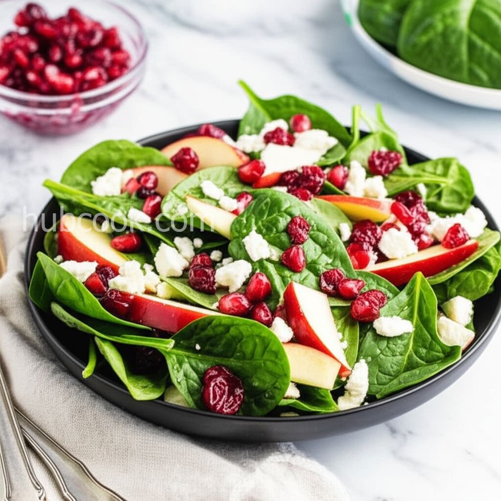 Spinach Salad with Pomegranate Cranberry Dressing