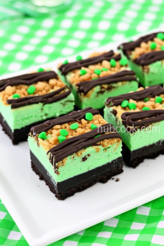 St. Patrick's Chocolate & Mint Cheesecake Bars