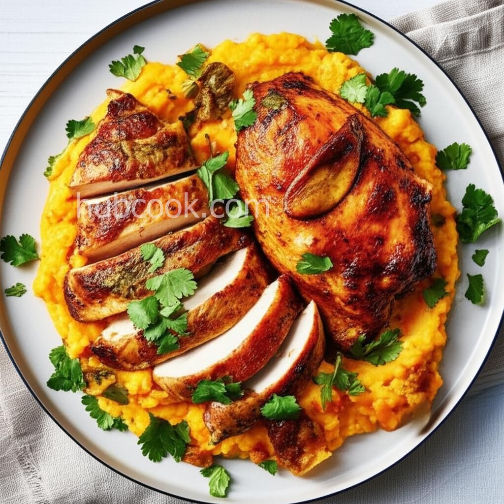 Aztec Chicken with Sweet Potato-Corn Mash