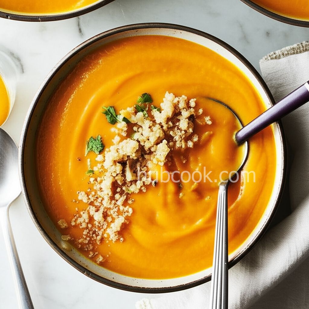 Creamy Butternut Squash Soup with Fresh Ginger and Quinoa