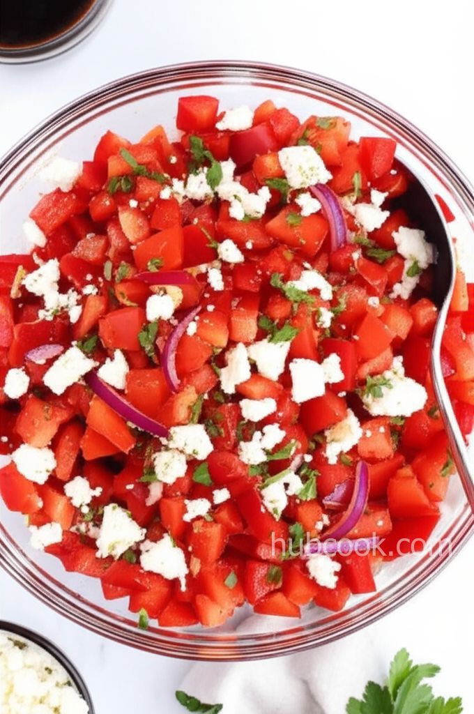 Easy Red Bell Pepper and Feta Salad