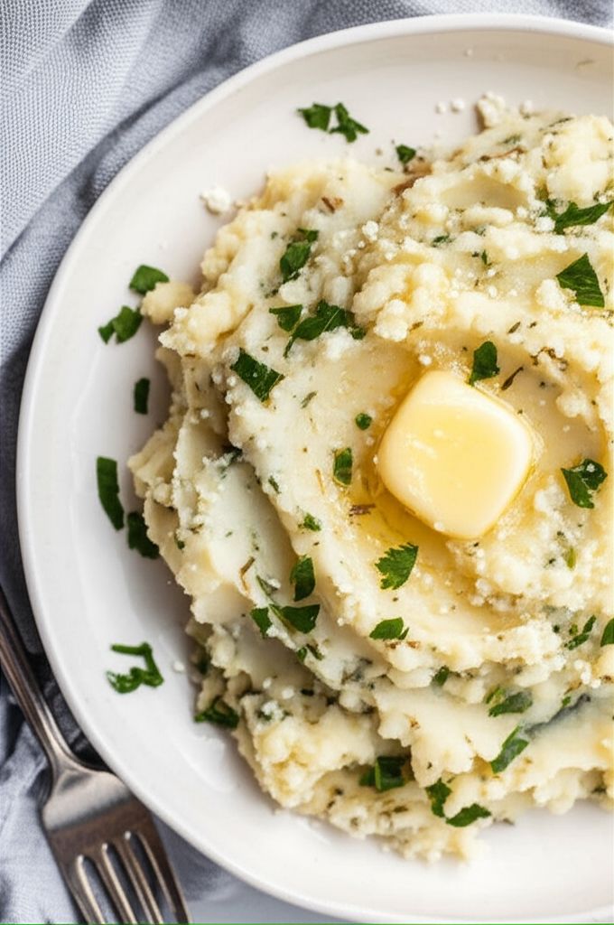 Garlic, Herb, and Feta Cheese Mashed Potatoes