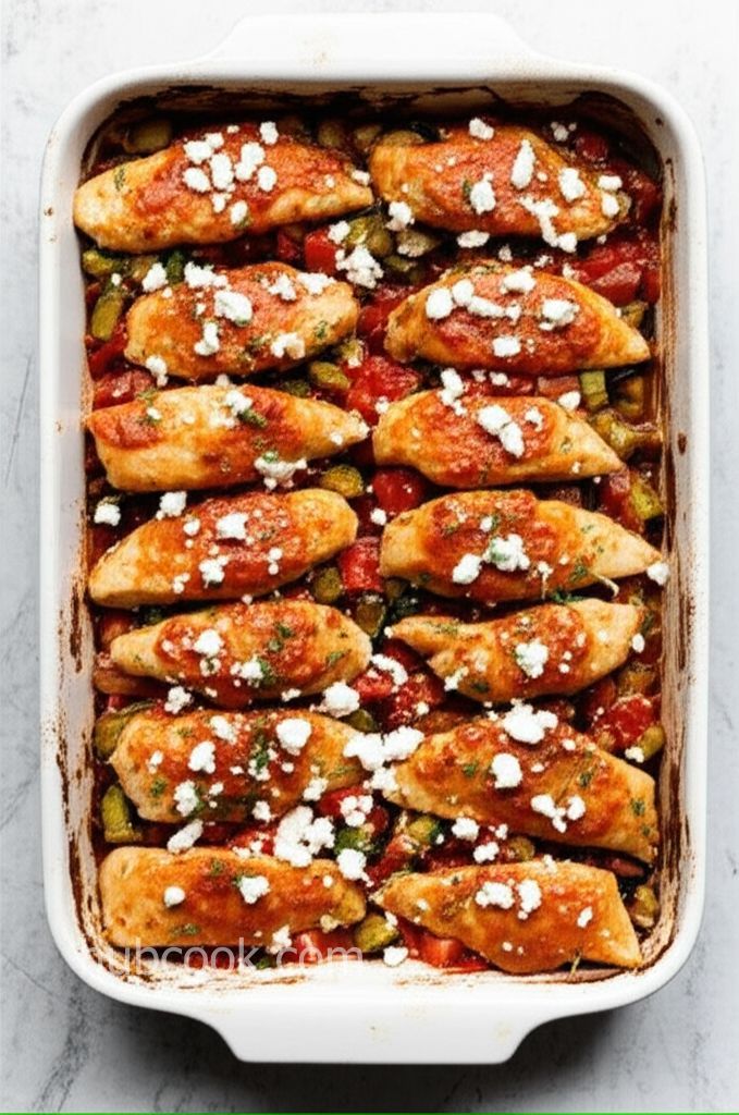 Mediterranean Chicken Medley with Eggplant and Feta
