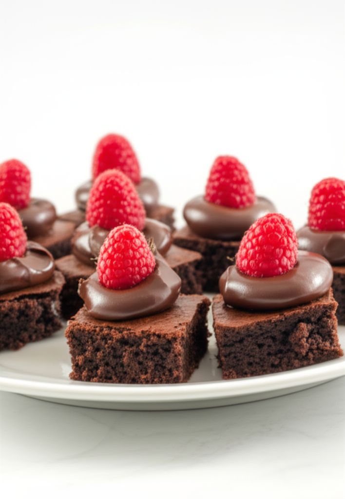 Mini Dessert Brownies with Raspberries