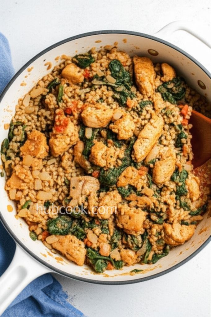 One-Skillet Italian Chicken, Spinach, and Farro