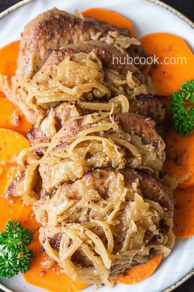 Pork Chops with Apples, Sweet Potatoes, and Sauerkraut