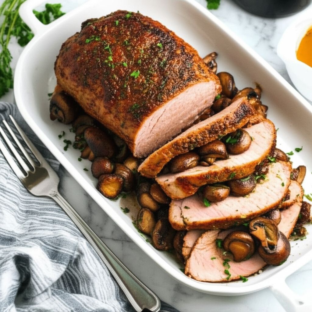 Pork Loin Roast with Baby Bellas