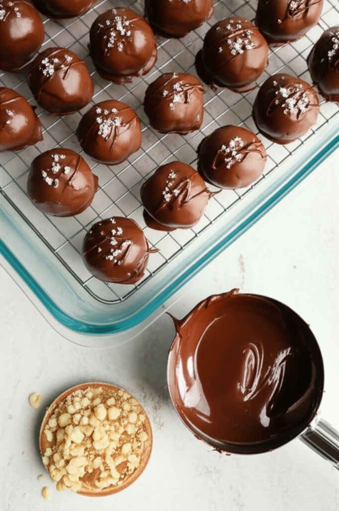 Salted Dark Chocolate Hazelnut Caramel Truffles