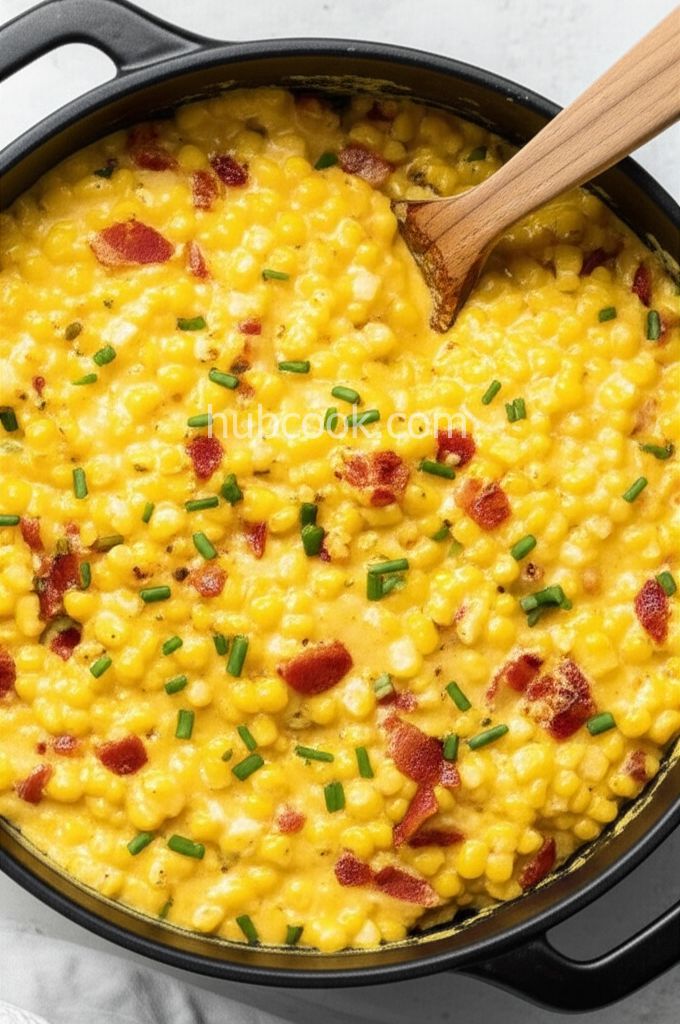Slow Cooker Creamed Corn with Onion and Chives
