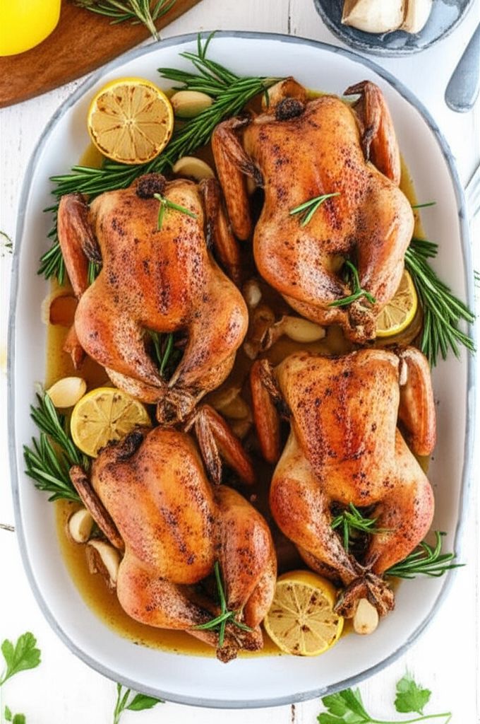 Cornish Game Hens with Garlic and Rosemary