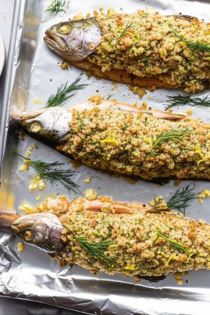 Oven Roasted Trout with Lemon Dill Stuffing