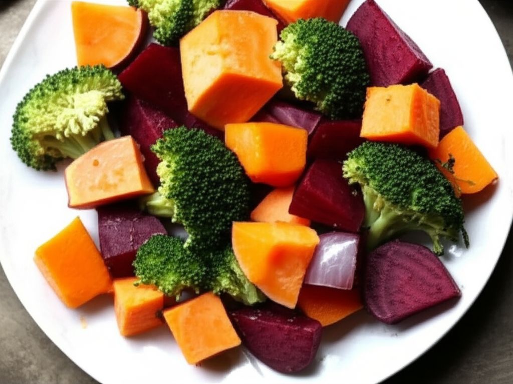 Roasted Pumpkin with Root Vegetables and Broccoli