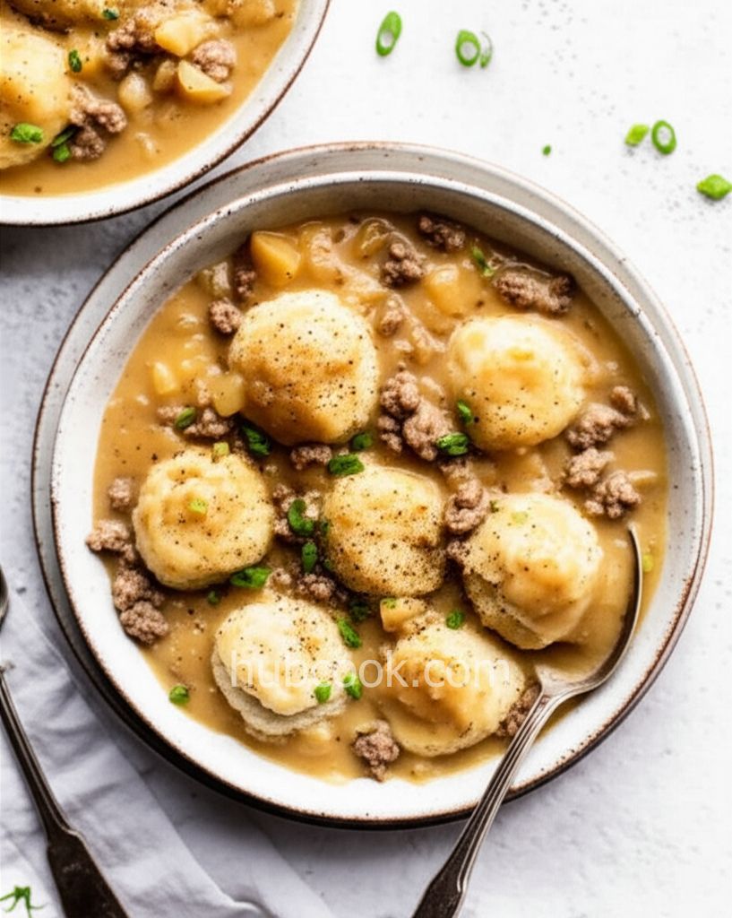 Apple Sausage Gravy Dumplings