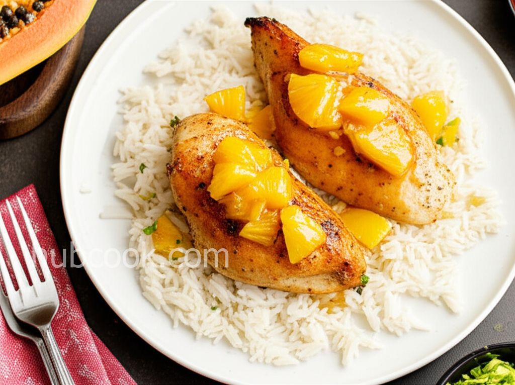 Papaya-Stuffed Chicken and Basmati Rice