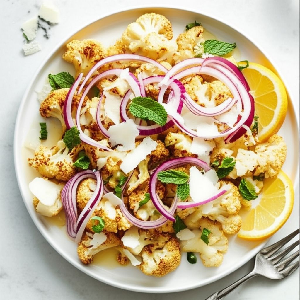 Roasted Cauliflower with Pecorino and Mint