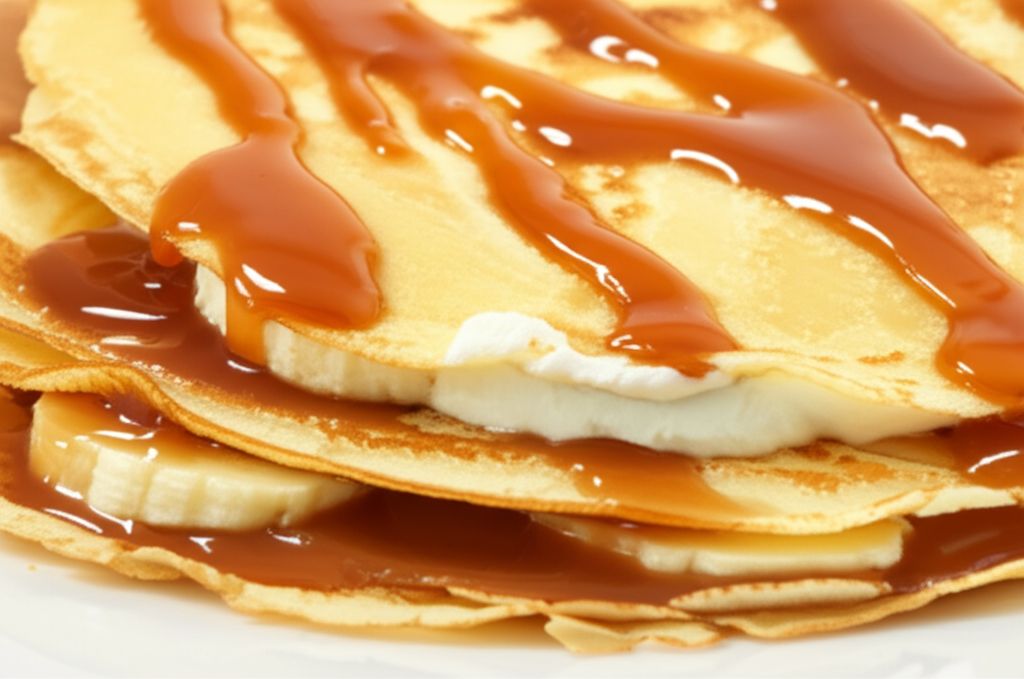Beer Batter Crepes with Banana Cream Cheese Filling