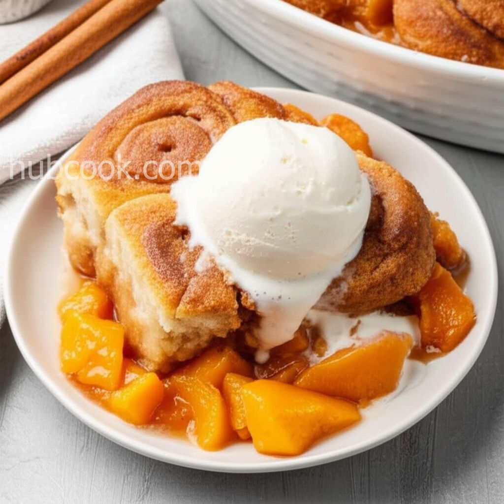 Cinnamon Roll Peach Cobbler