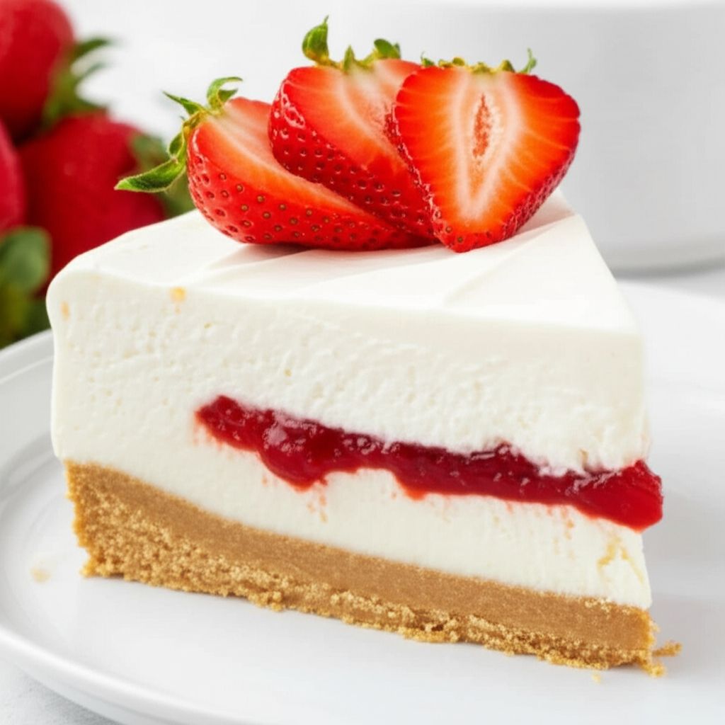 Double Layer No Bake Strawberry Cheesecake