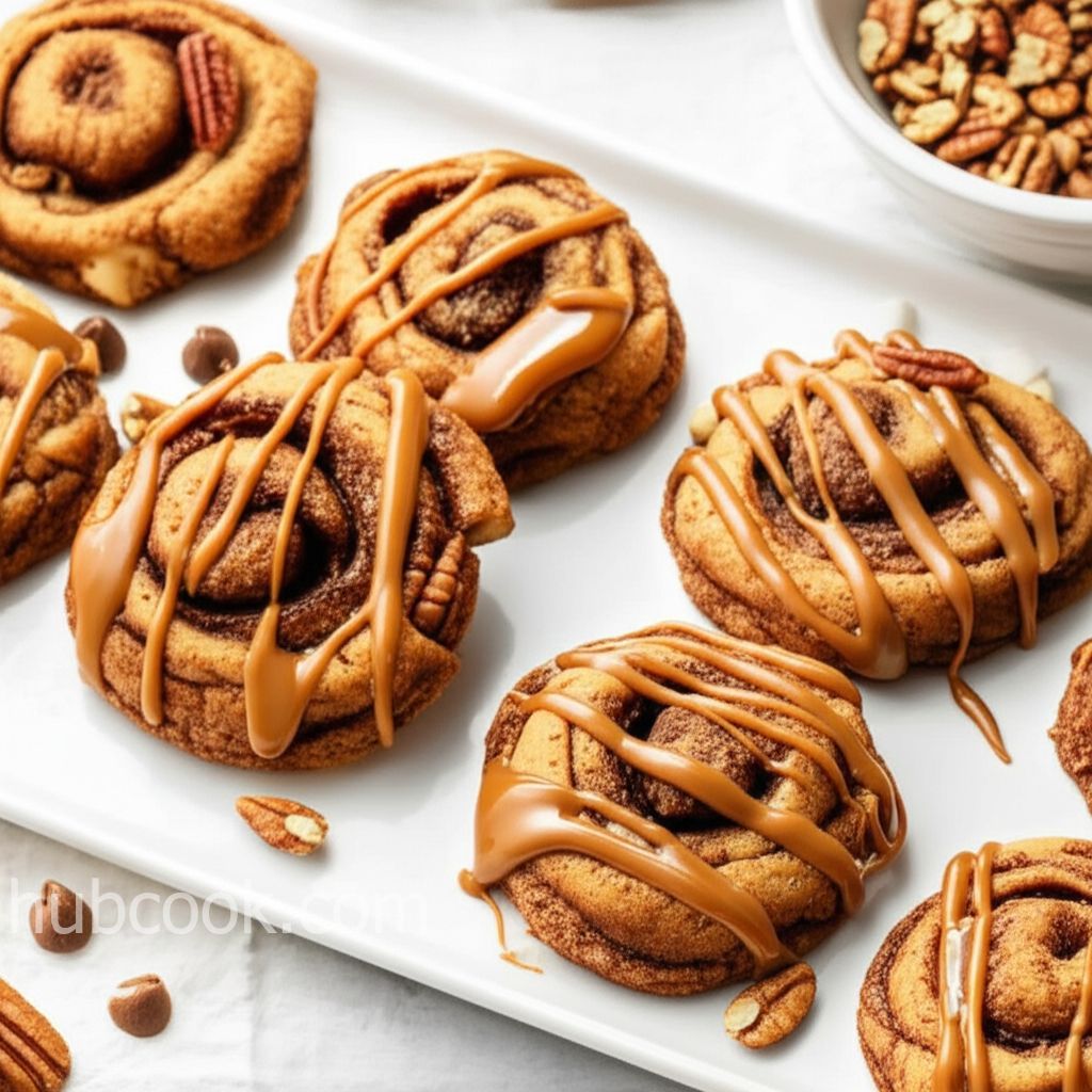 Caramel Pecan Cinnamon Roll Cookies