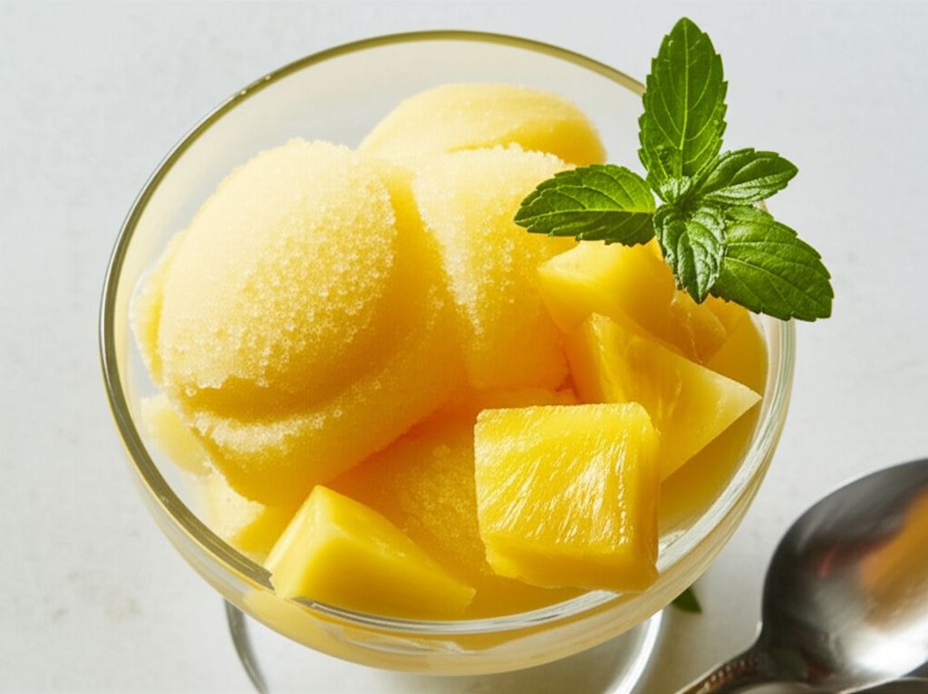Pineapple and Basil Sorbet