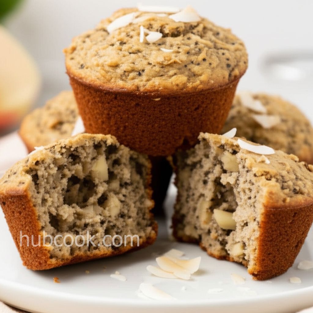 Banana Coconut Flaxseed Muffins with Apple and Chia