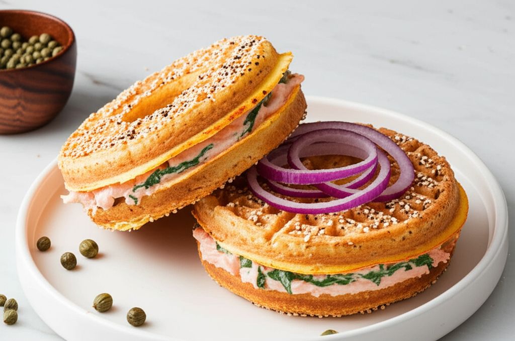 Everything Bagel Chaffle with Smoked Salmon Cream Cheese