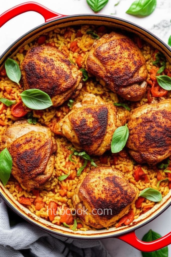 Paprika Chicken Thighs and Rice Skillet