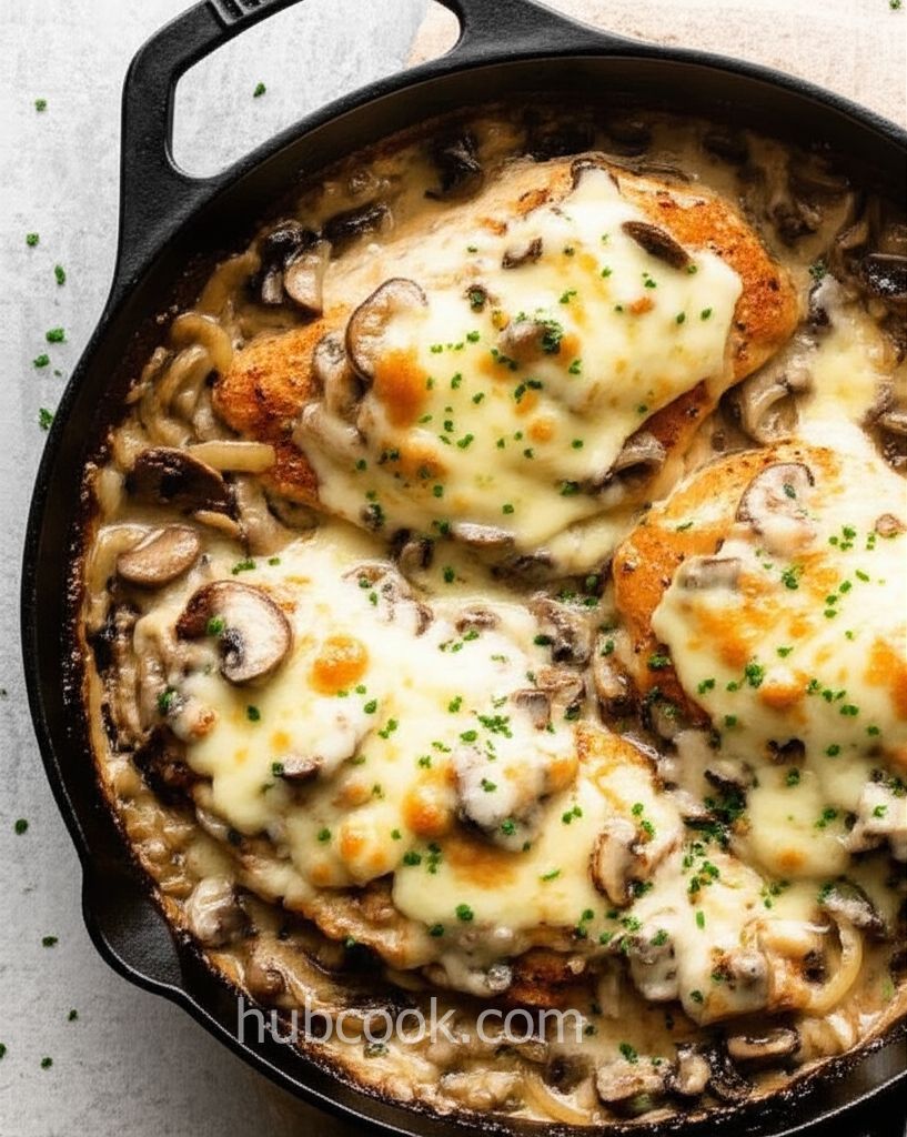 Chicken Gruyere with Sauteed Mushrooms