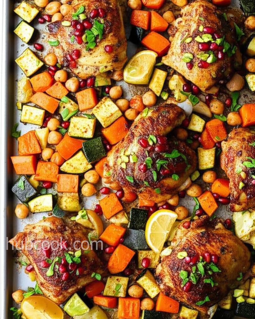 Moroccan Chicken Thigh Sheet Pan Dinner