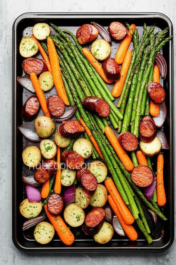 Sheet Pan Chorizo with Potatoes and Asparagus for Two