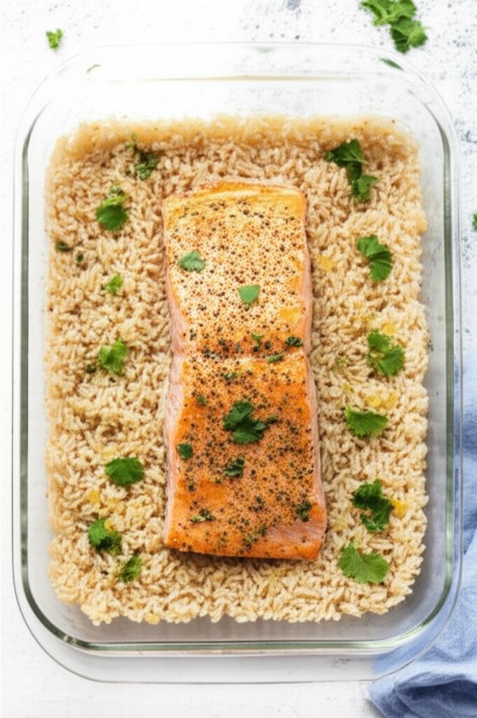 Baked Salmon and Rice