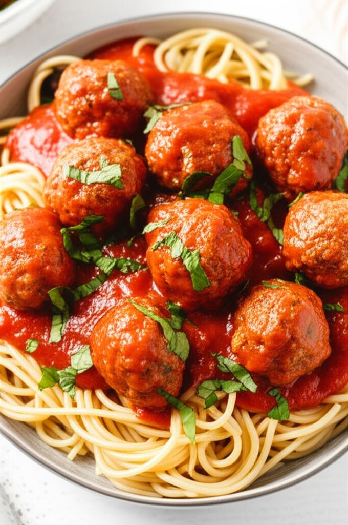 Healthier Italian Spaghetti Sauce with Meatballs