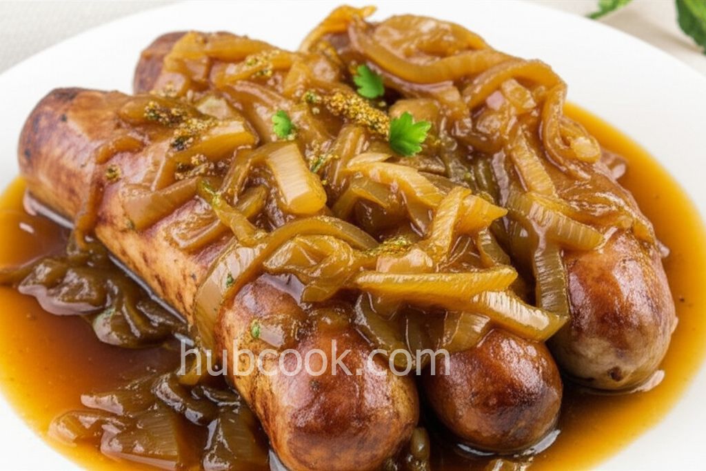 Pork Sausages with Caramelized Onion Sauce