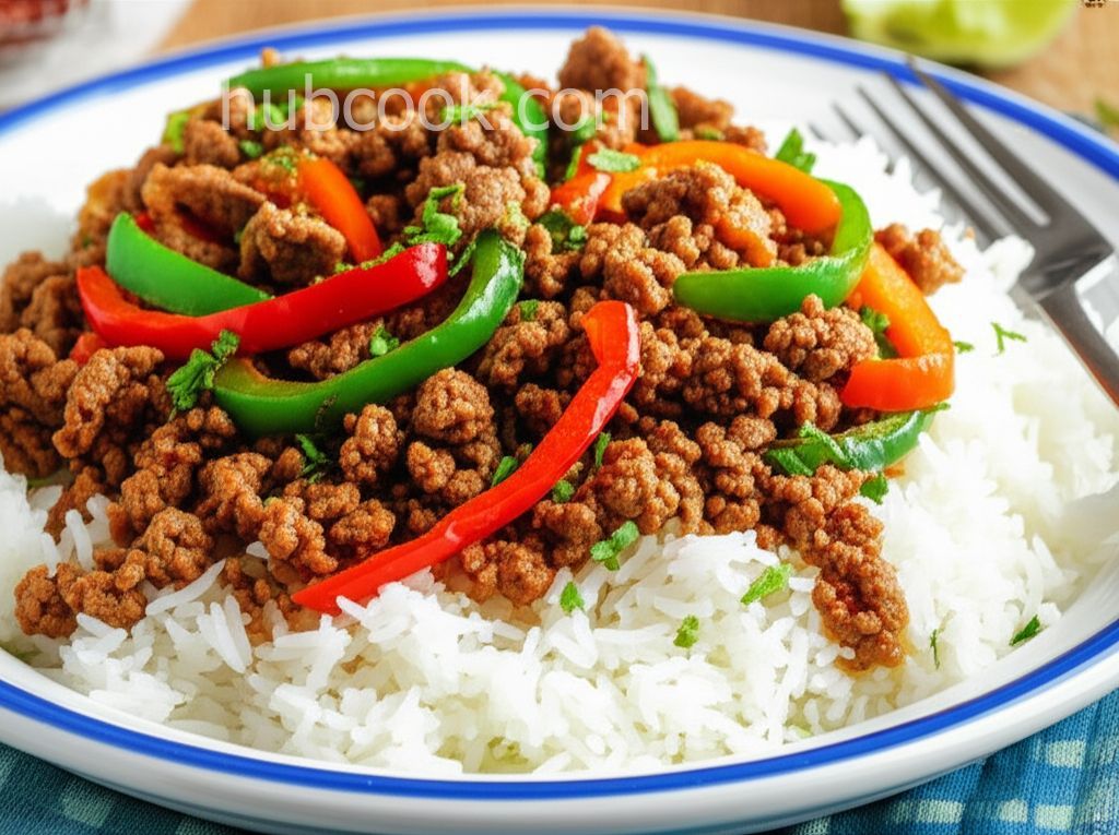 Asian Ground Beef and Pepper Saute