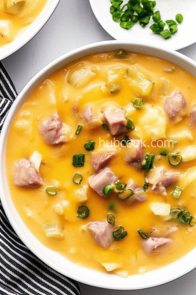 Easy Slow Cooker Cheesy Potato Soup with Ham