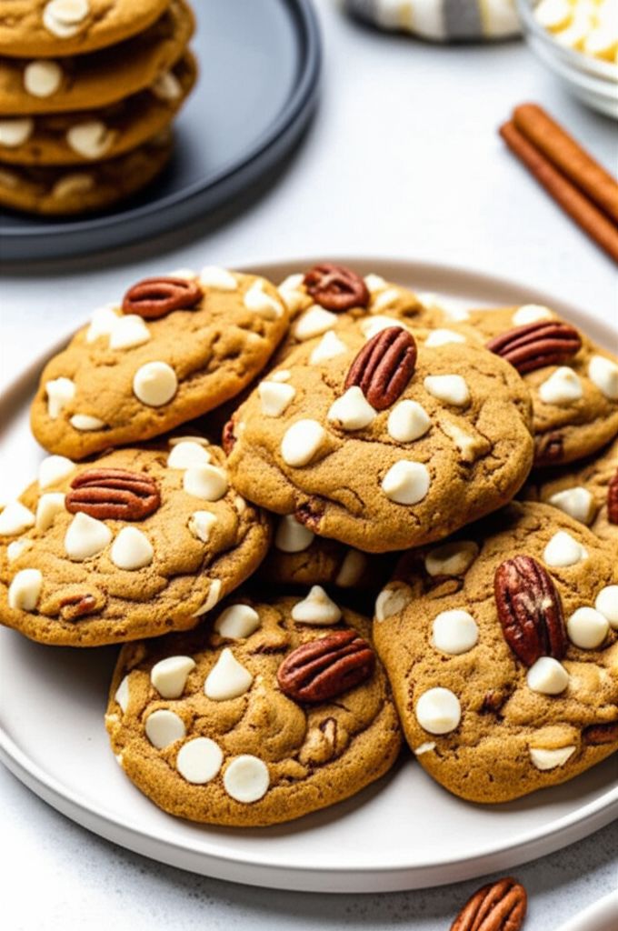Pumpkin Pecan White Chocolate Cookies